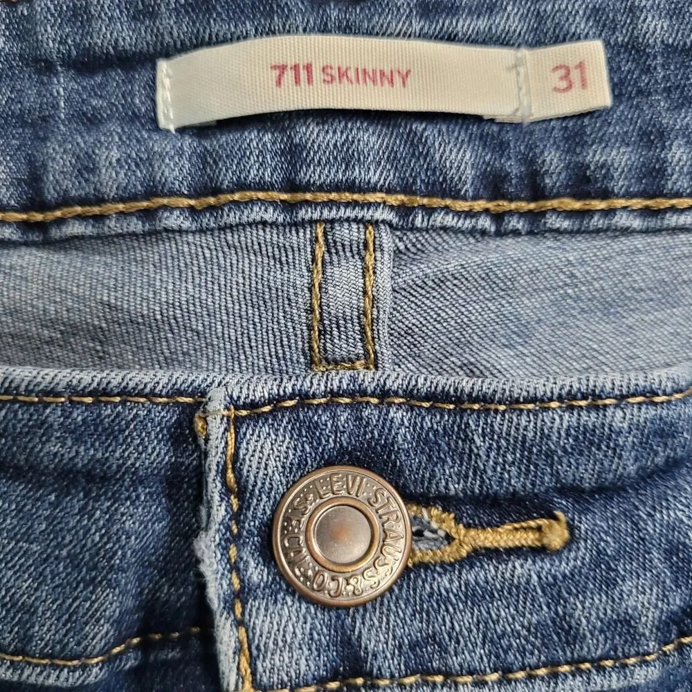 Levi's 711 Skinny Jeans Mens 31x26 Blue Med Wash Slim Stretch Denim Casual